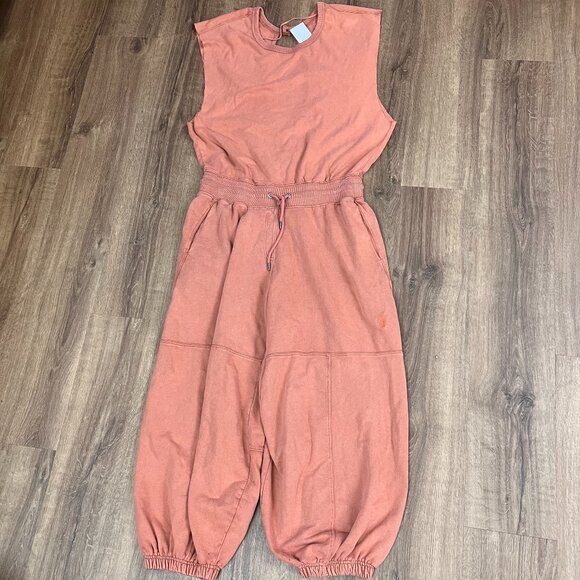 Free People Movement Throw and Go Onesie Sweatshirt Jumpsuit Salmon Sz L - Picture 4 of 16